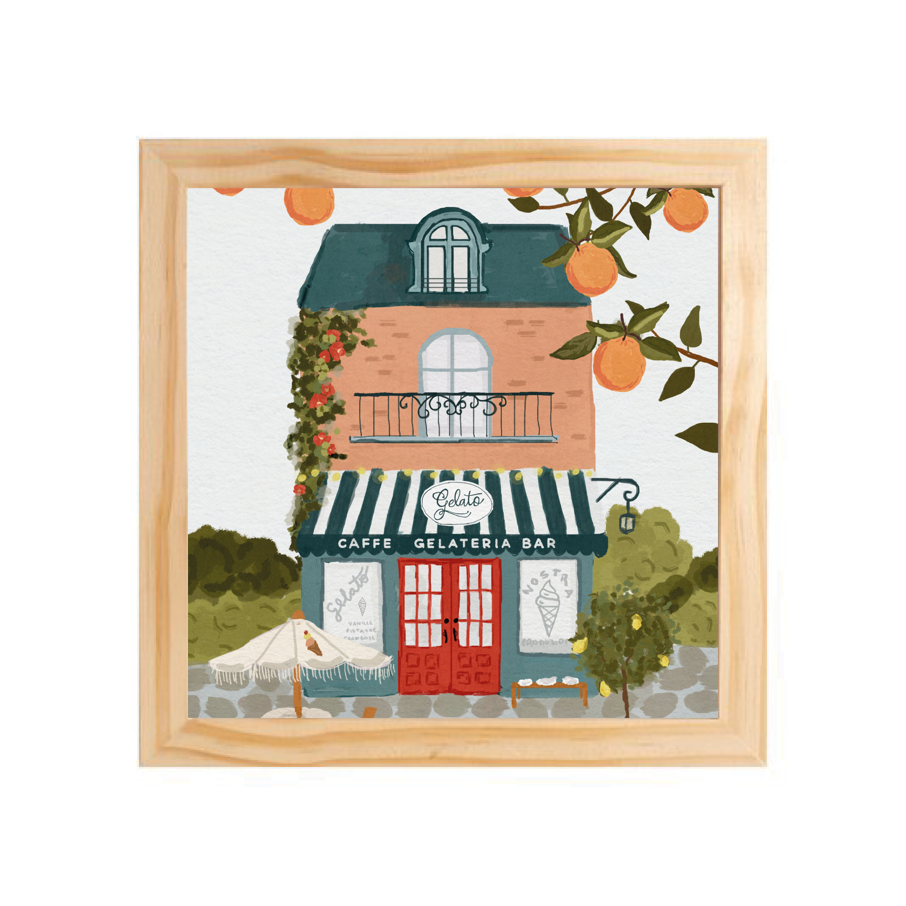 Quadro com moldura Pinus | Gelateria Itália