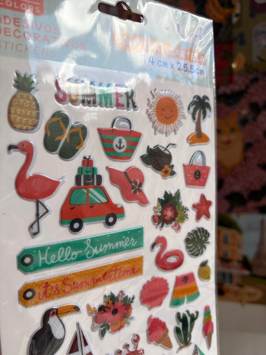 Cartela de Adesivos | Summertime