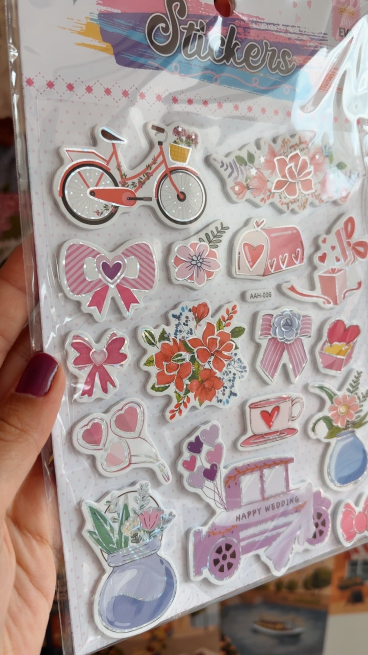 Cartela de Adesivos | Happy Wedding
