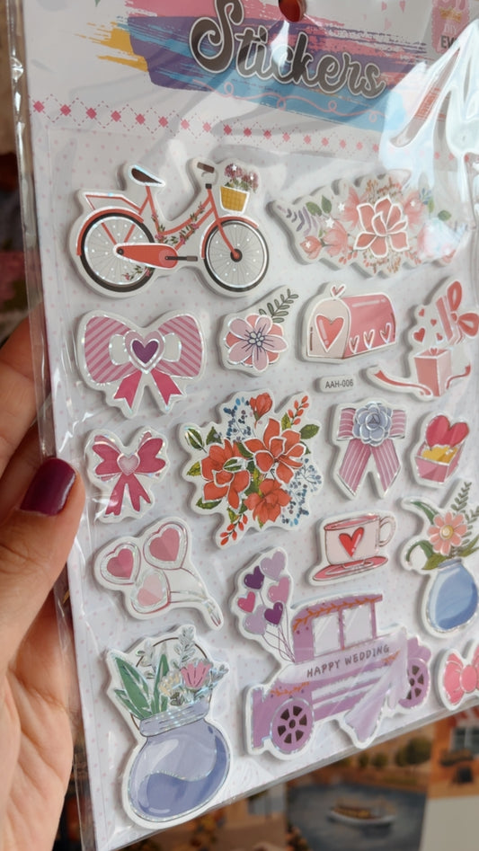 Cartela de Adesivos | Happy Wedding