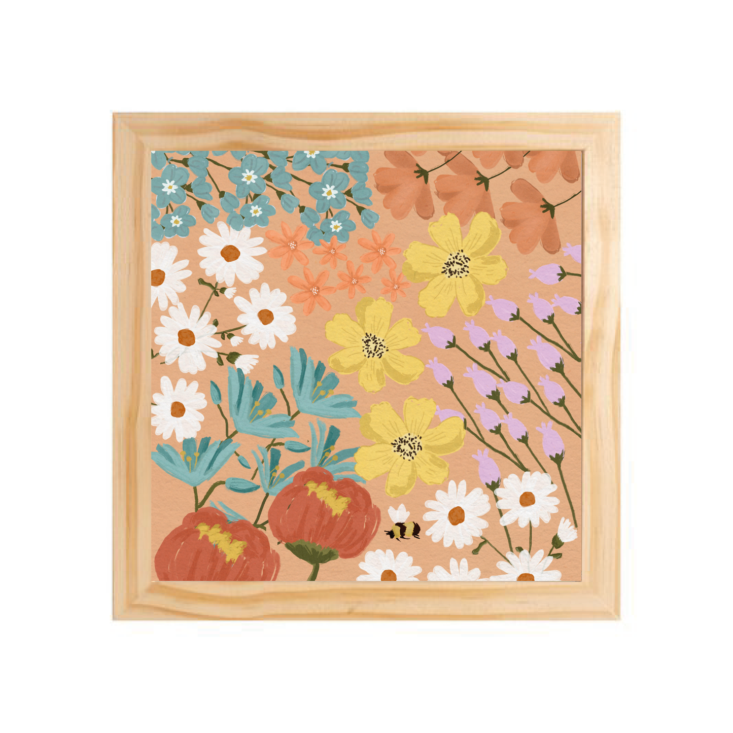 Quadro com moldura Pinus | Flores do Campo