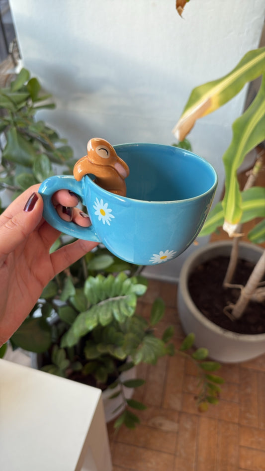 Caneca de Porcelana Coelho Azul