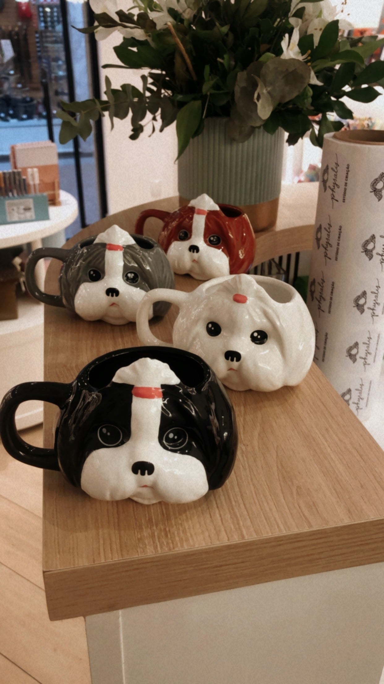 Caneca de Porcelana Shih-tzu - Cinza