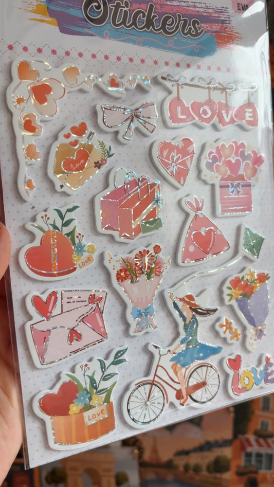 Cartela de Adesivos | Pink Love