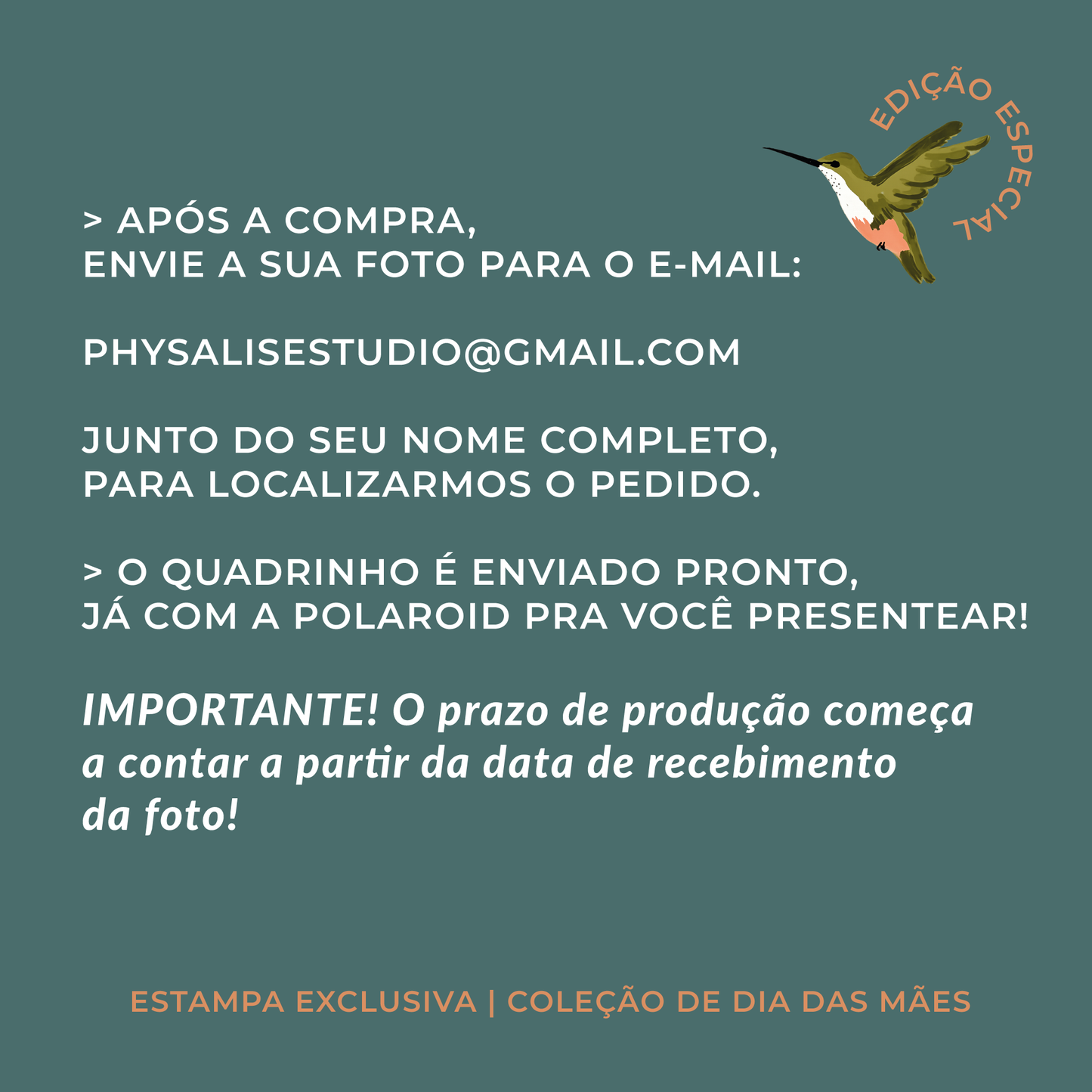 Quadro 23x23cm - com Polaroid | COLEÇÃO DE DIA DAS MÃES