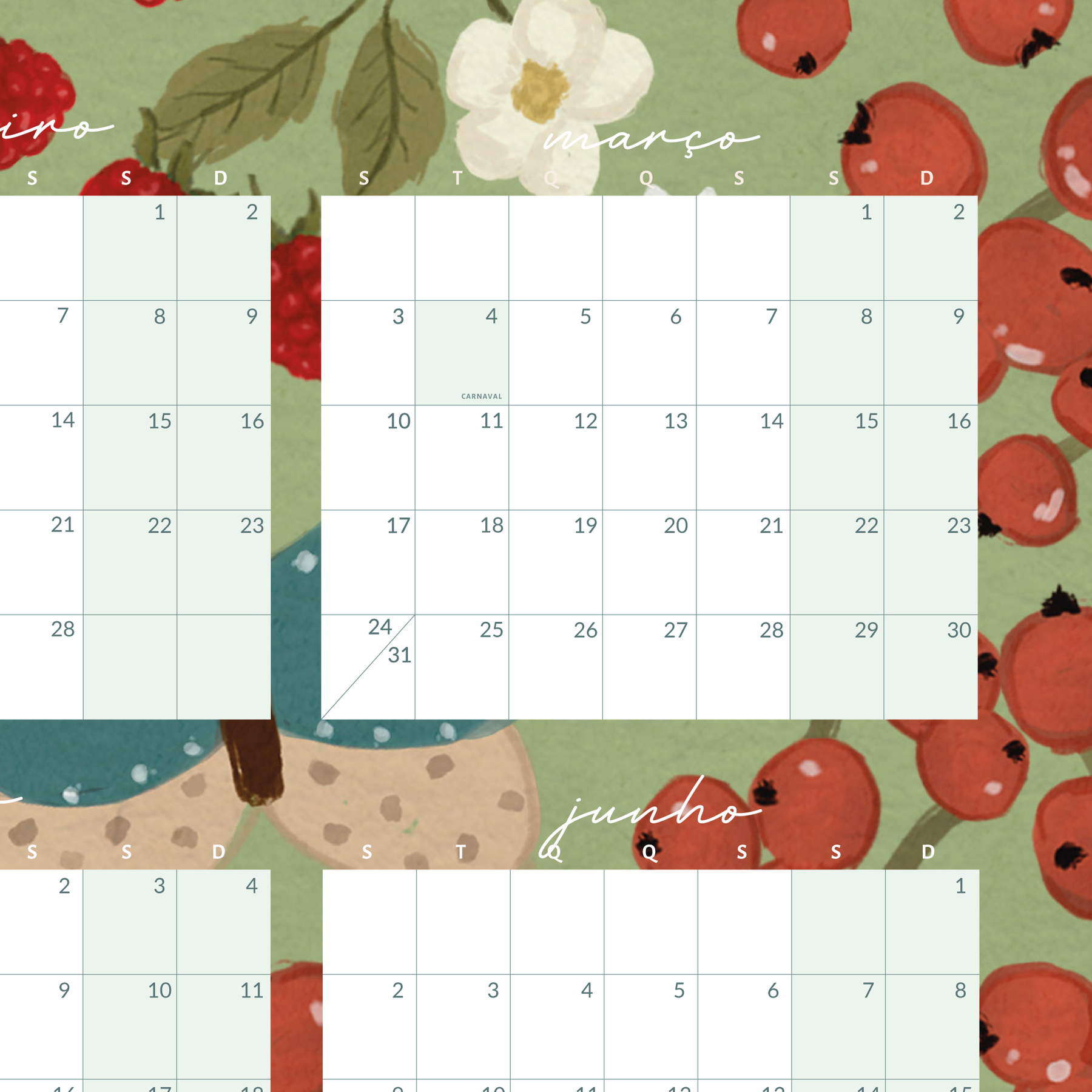 Calendário de Parede | Jardim das Borboletas