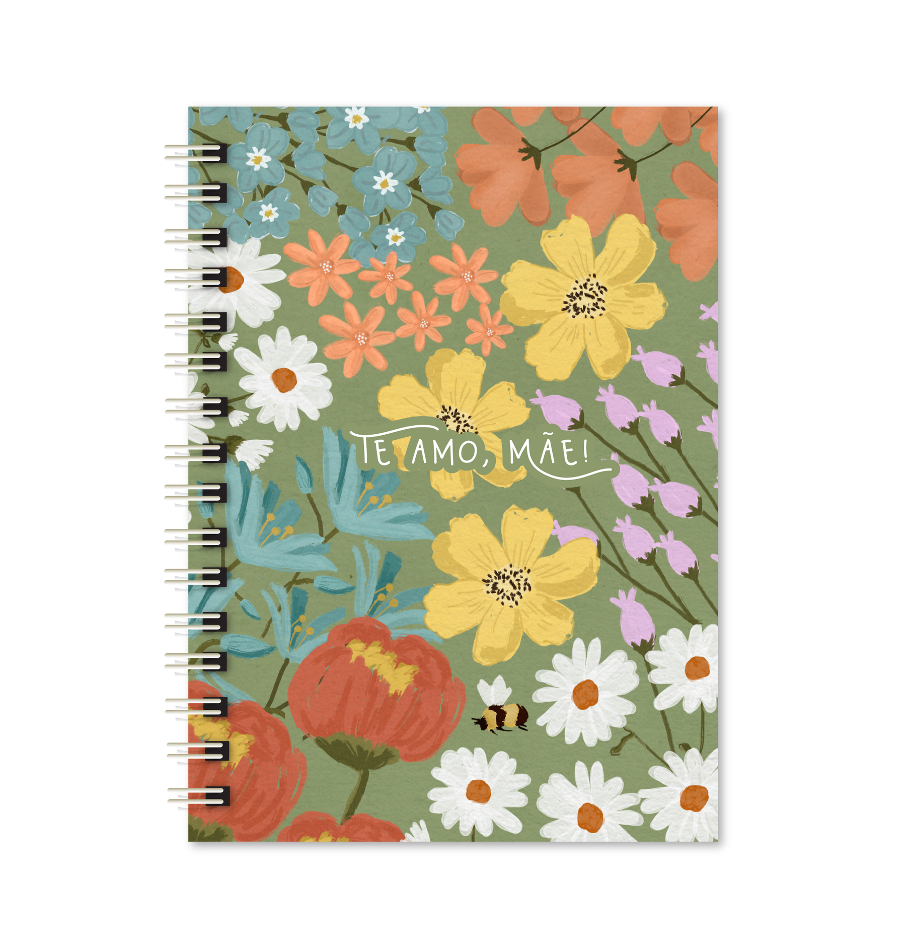 Caderno A5 - Te amo, mãe! | Floral Verde
