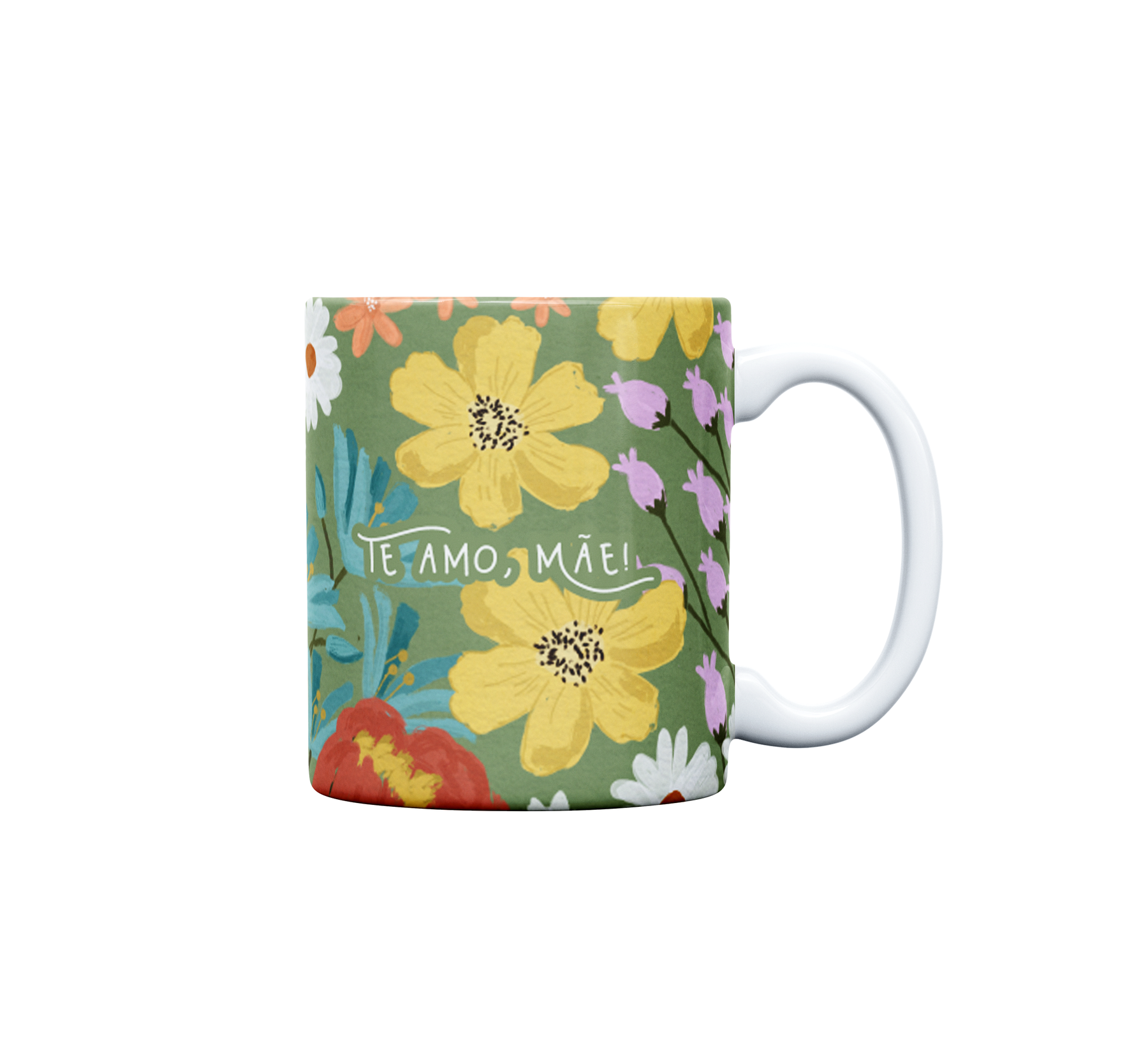 Caneca Te amo, Mãe! | Floral Verde