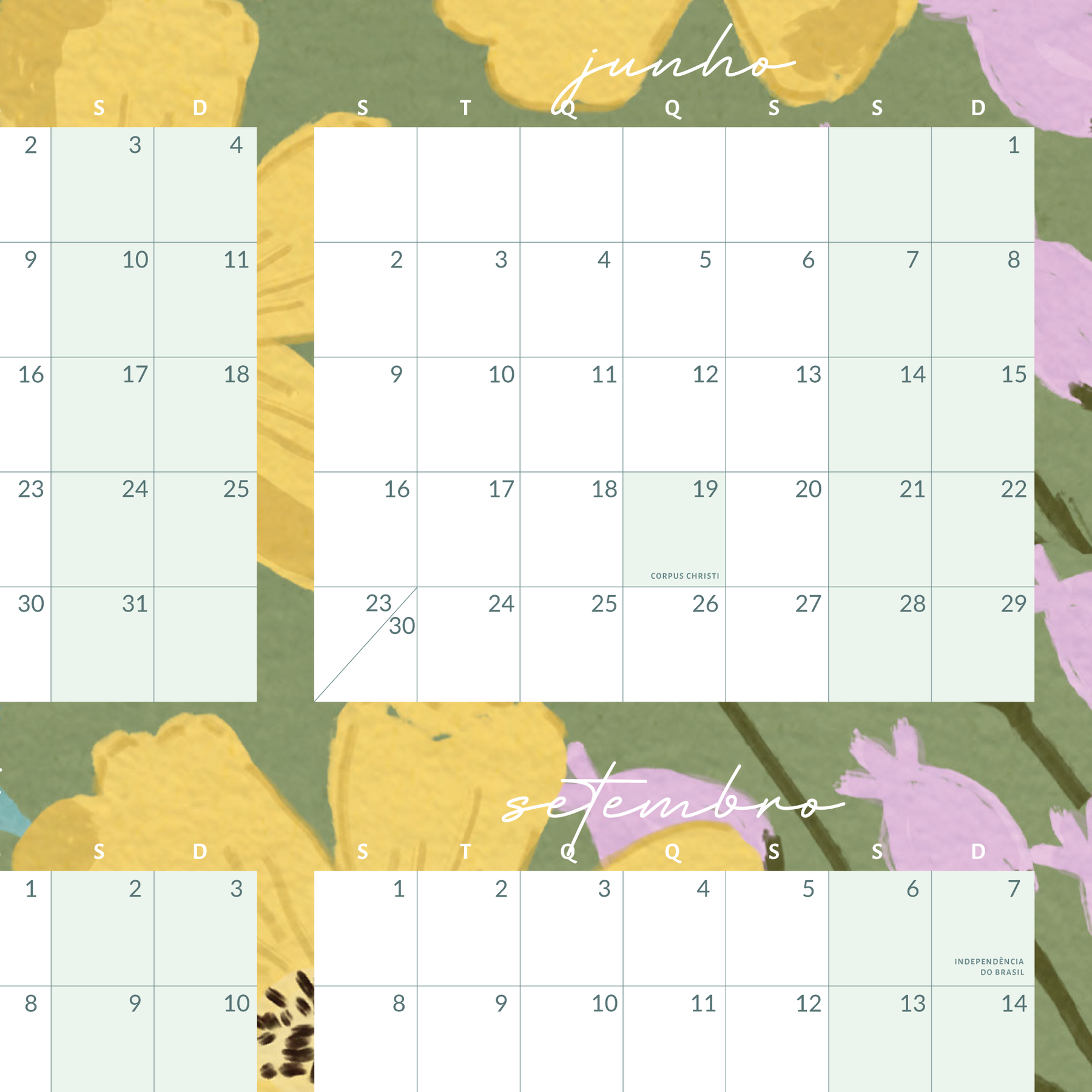Calendário de Parede | Flores do Campo