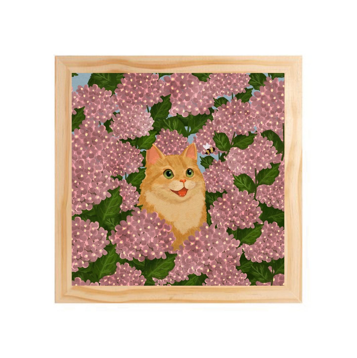 Quadro com moldura Pinus | Hortênsias e Ronron