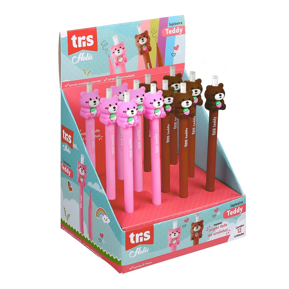 Lapiseira Holic Teddy 0.7 mm TRIS | Rosa