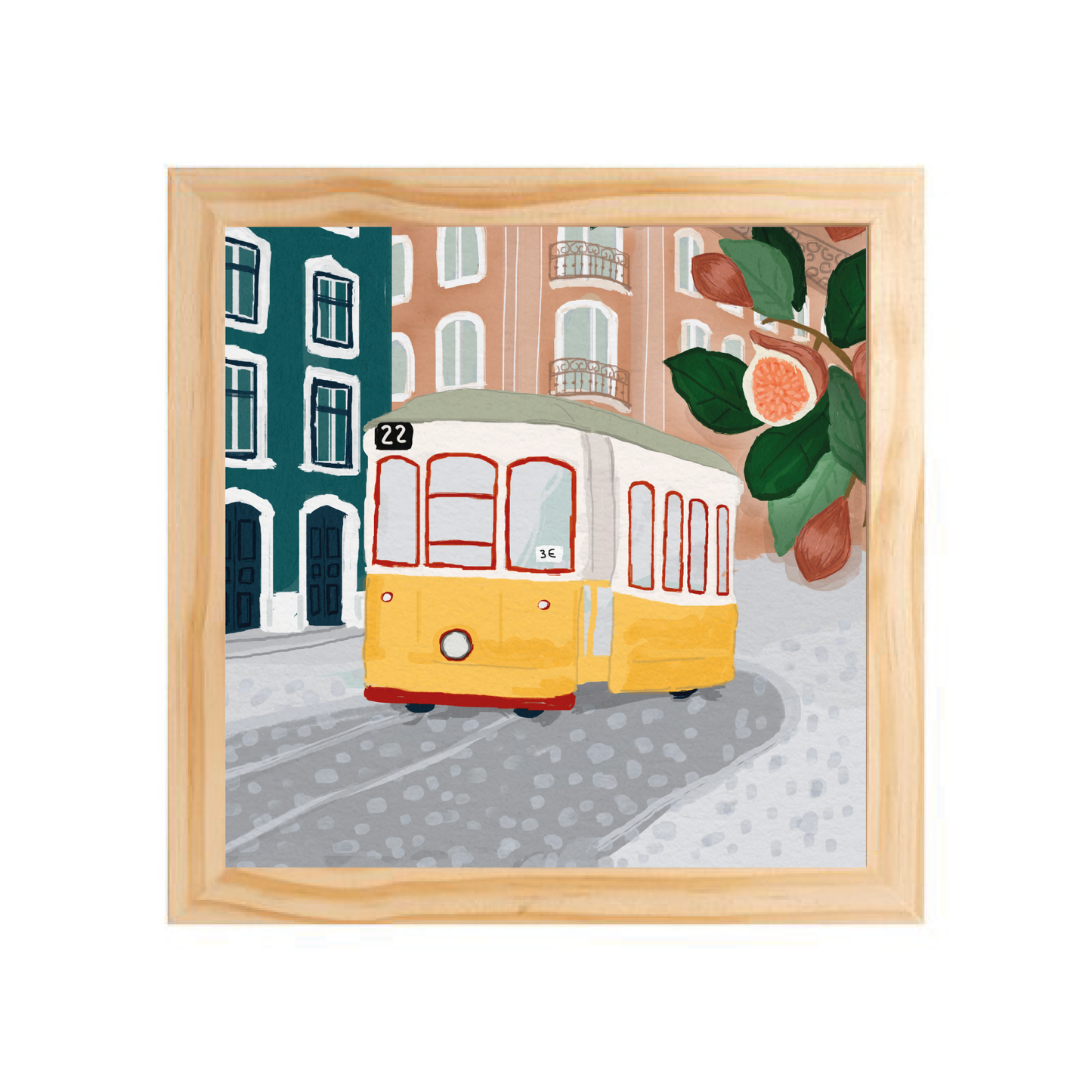 Quadro com moldura Pinus | Elétrico 22