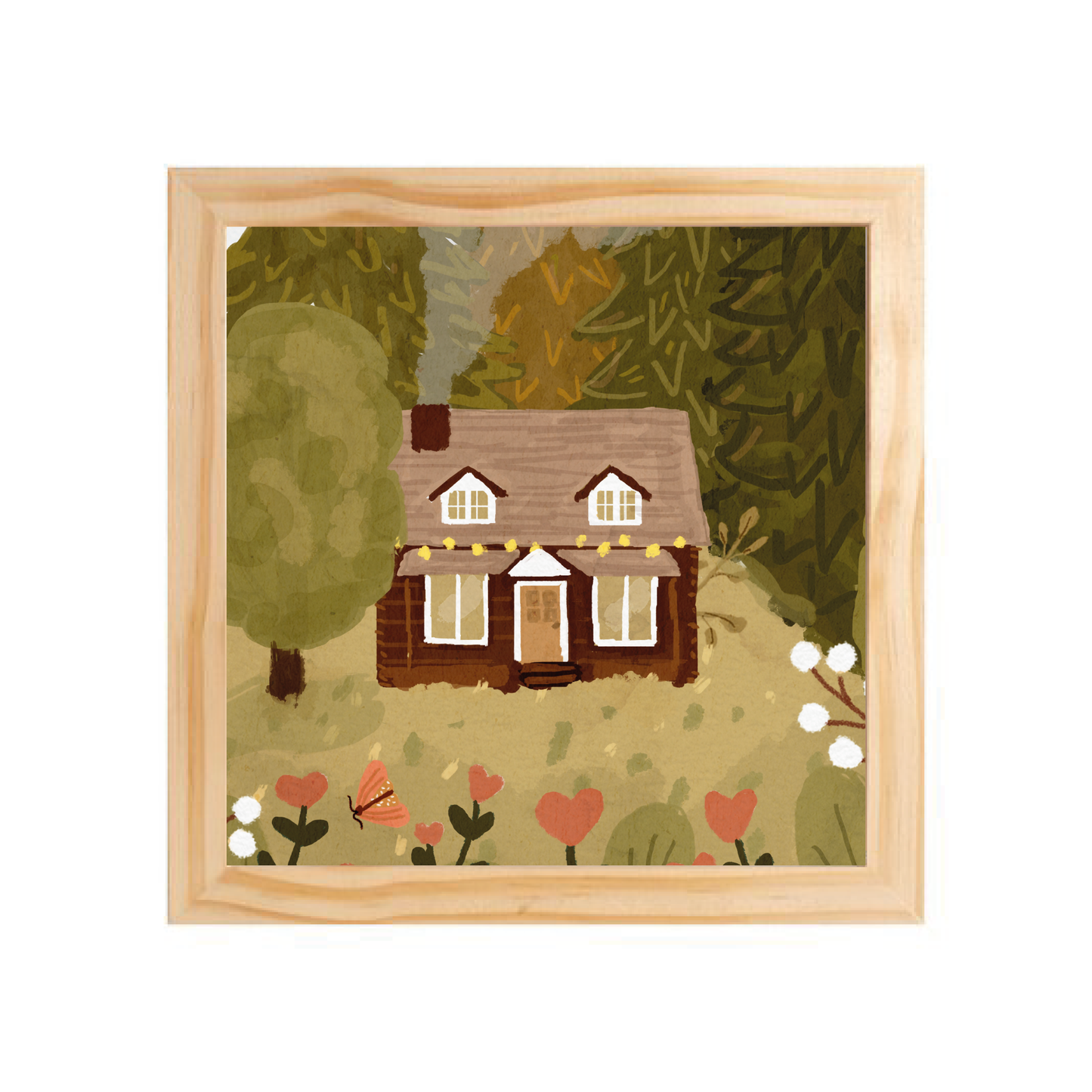 Quadro com moldura Pinus | Cabana no Bosque