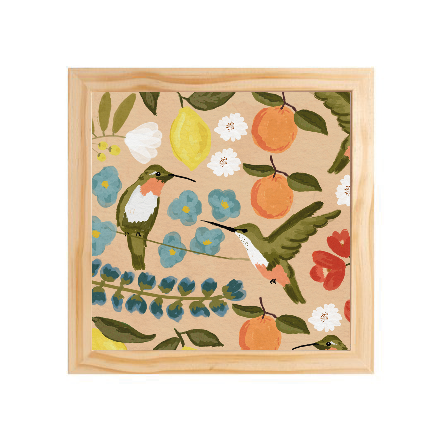 Quadro com moldura Pinus | Jardim Itália - Beija Flor