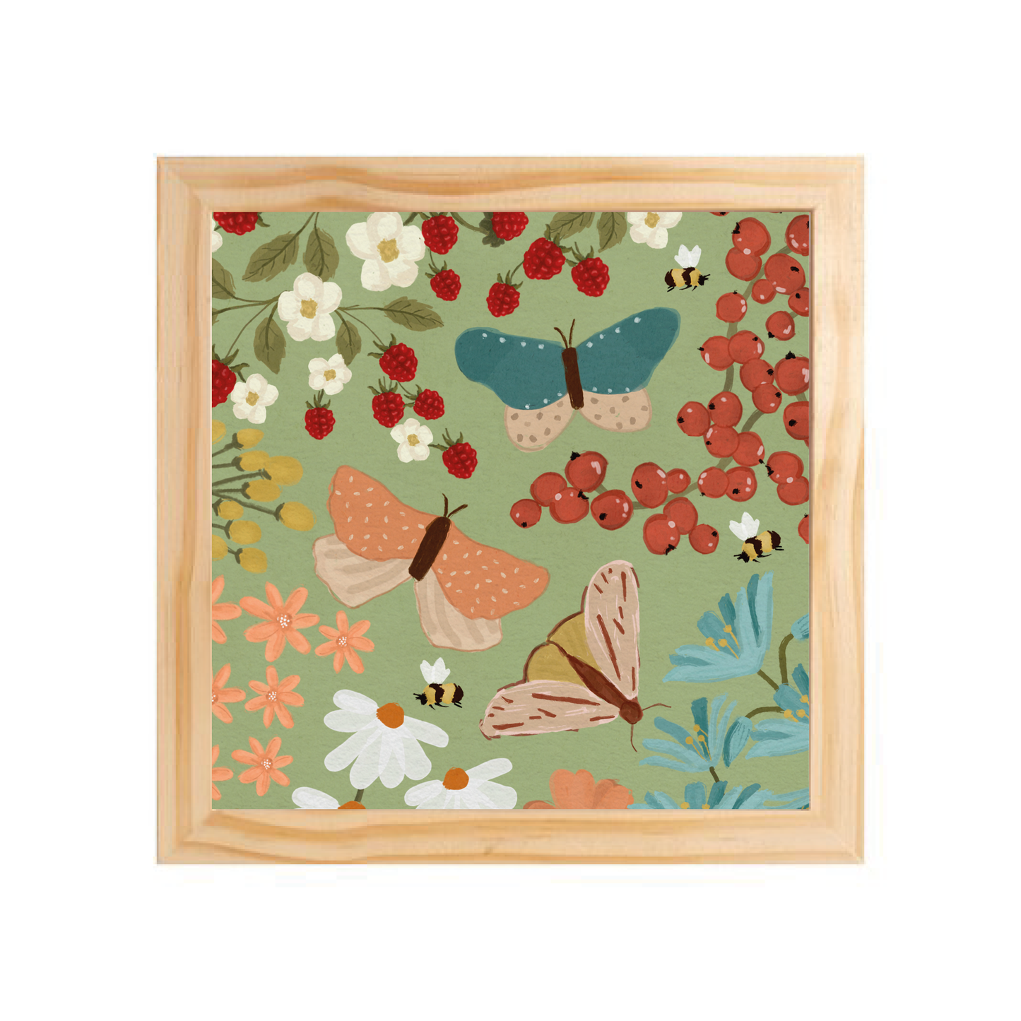 Quadro com moldura Pinus | Jardim das Borboletas