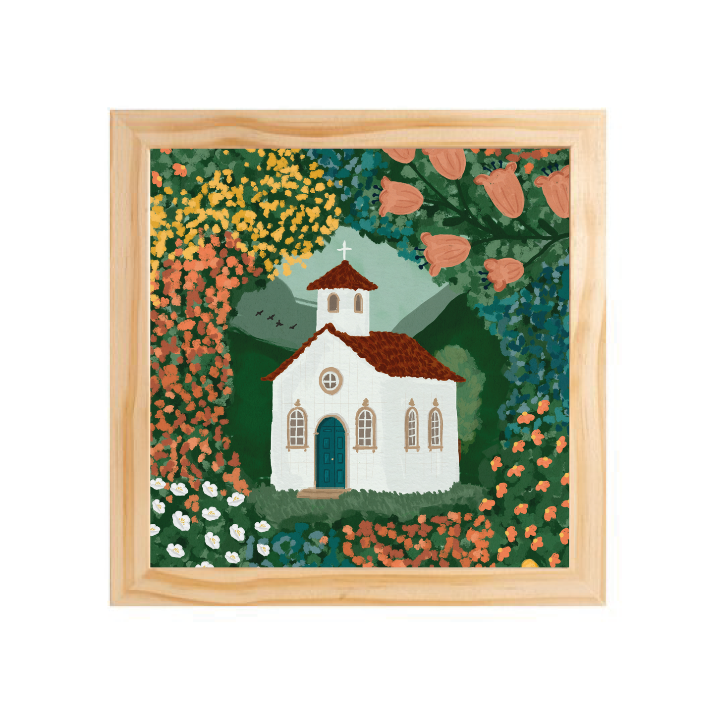 Quadro com moldura Pinus | Igrejinha Serena