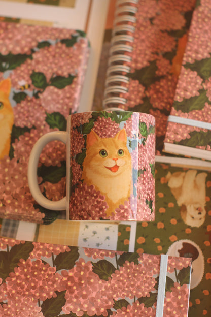 Caneca de Porcelana | Hortênsias e Ronron