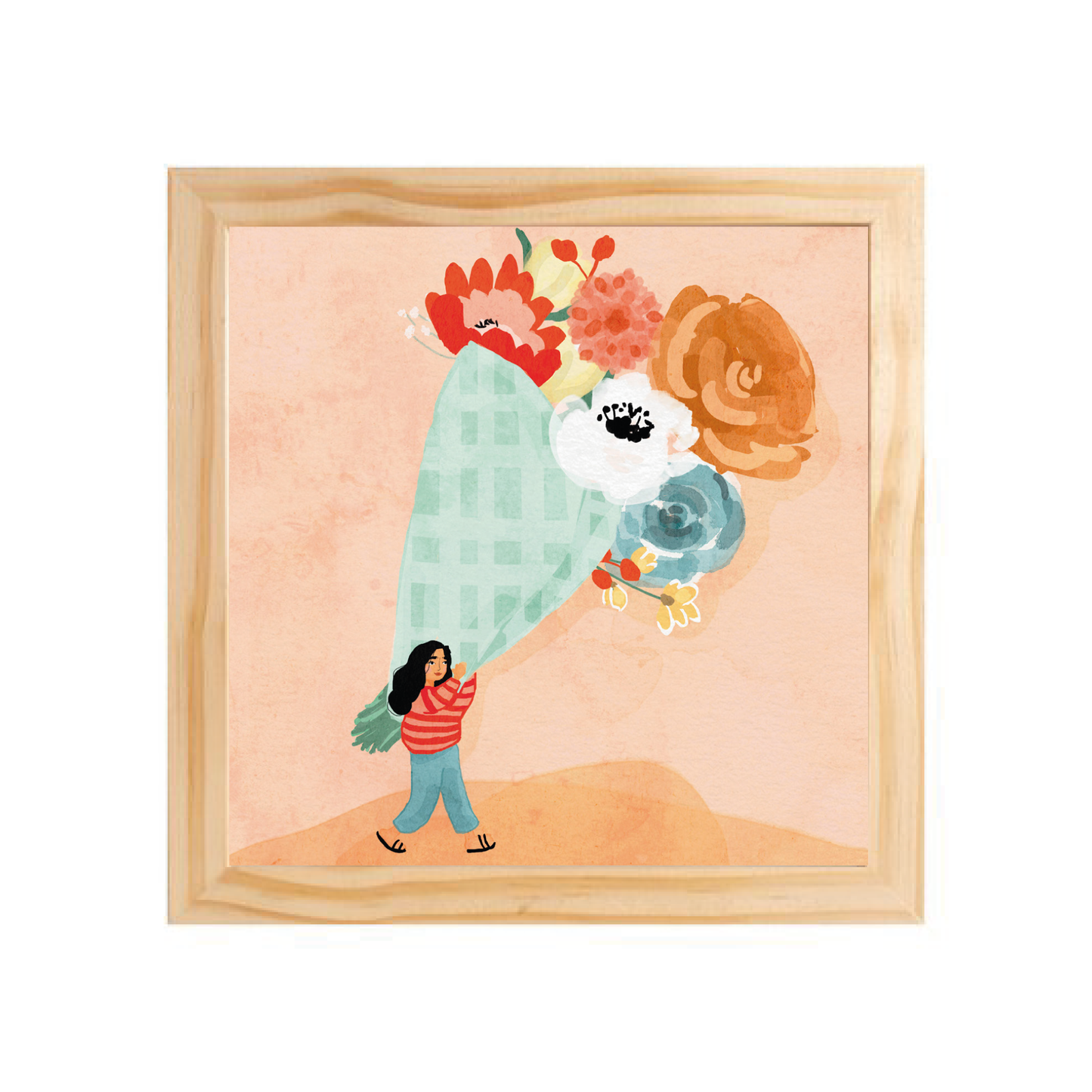 Quadro com moldura Pinus | Buquê