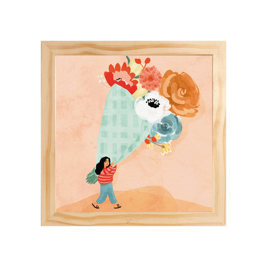 Quadro com moldura Pinus | Buquê