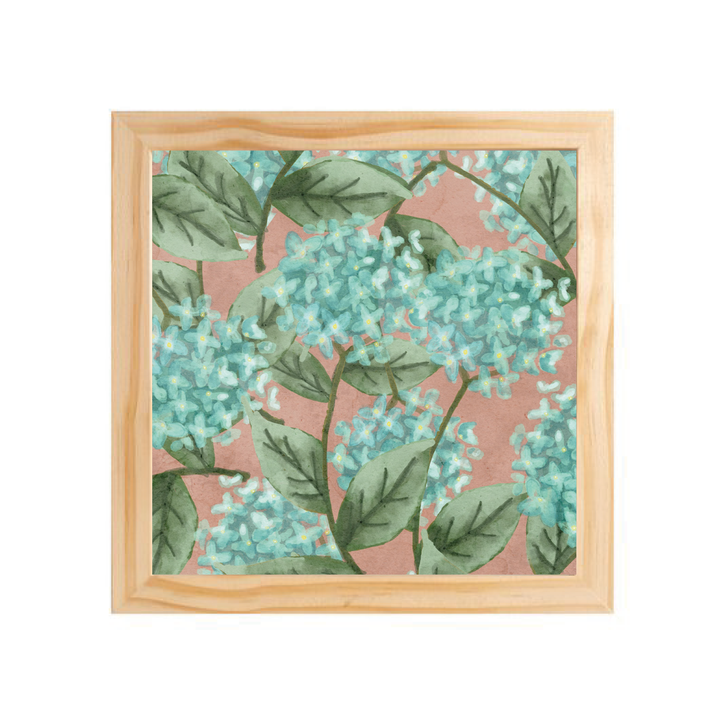 Quadro com moldura Pinus | Hortênsias