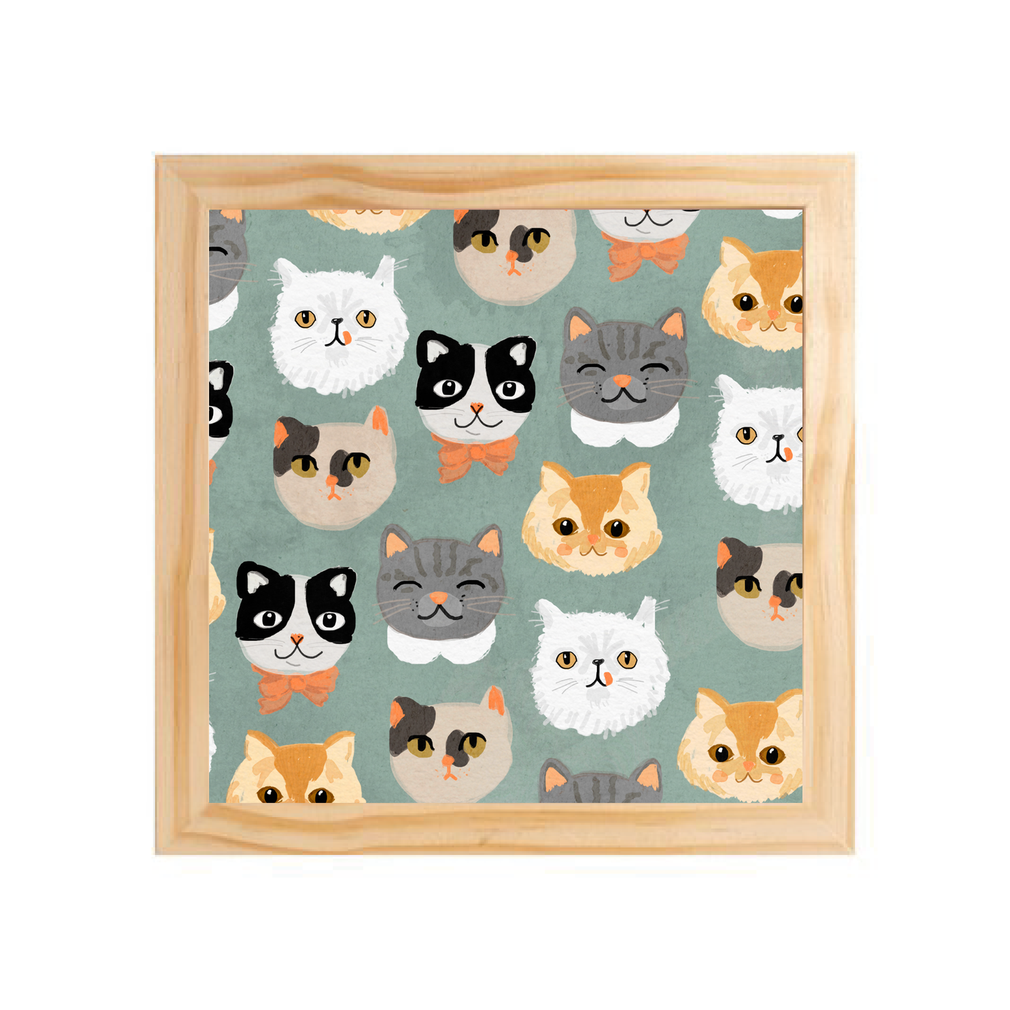 Quadro com moldura Pinus | Carinhas de Gato