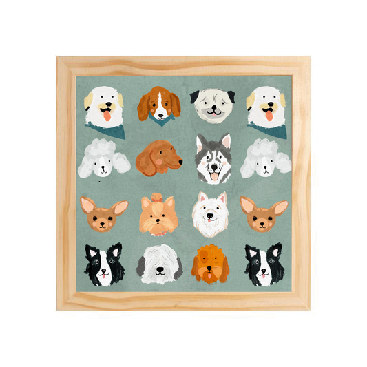 Quadro com moldura Pinus | Carinhas de Cachorro