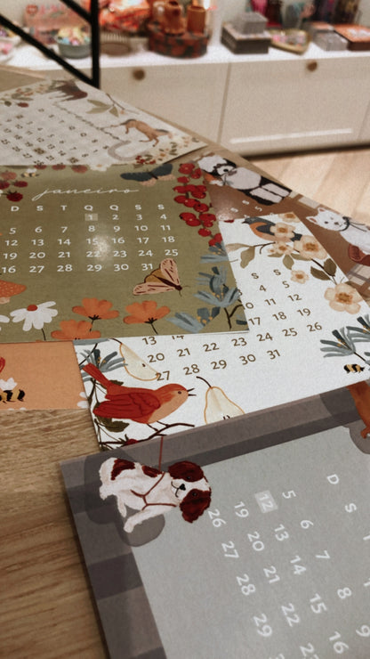 Calendário de Mesa | Base em madeira