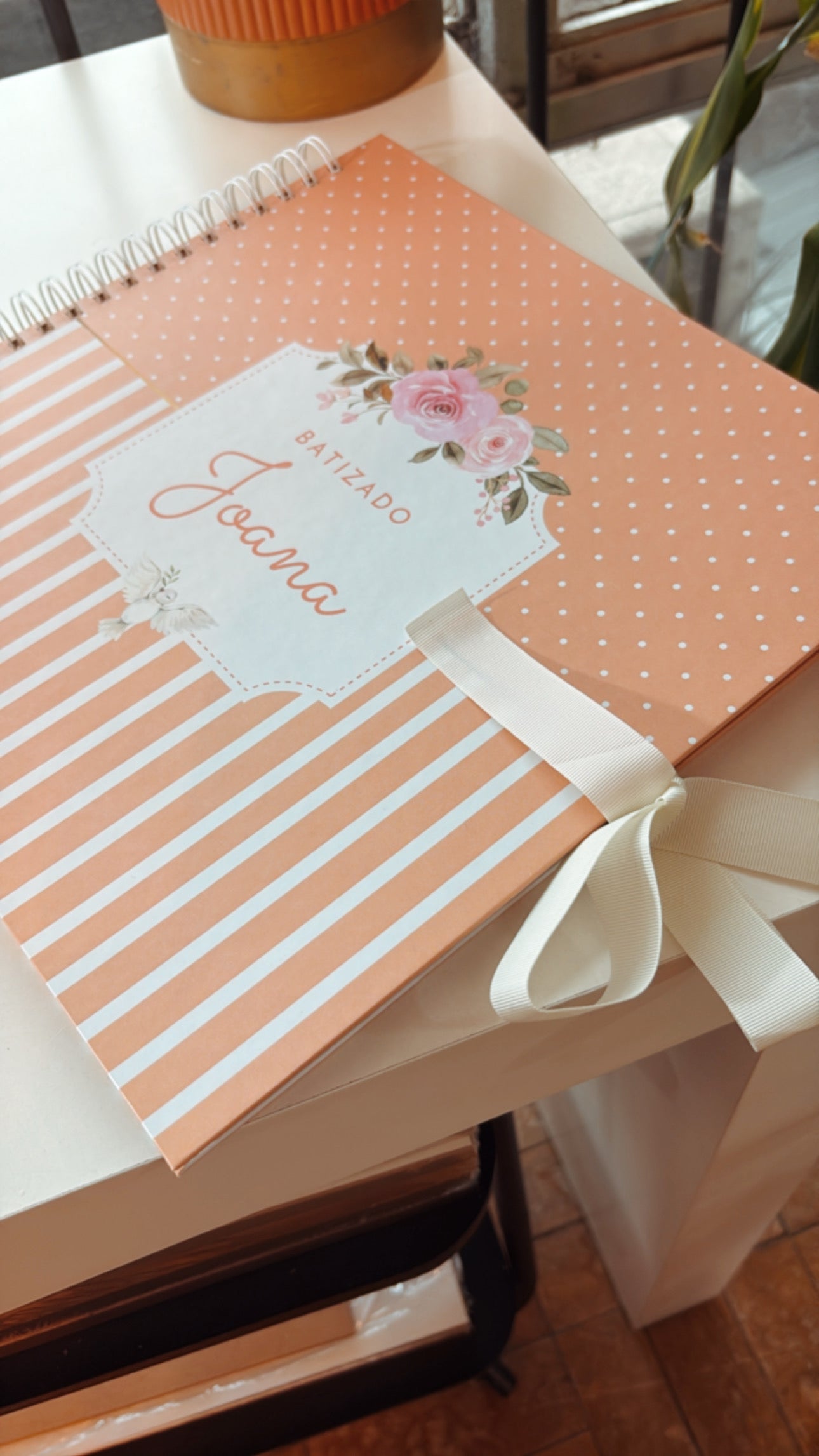 Scrapbook - Álbum de Fotos Batizado Rosa