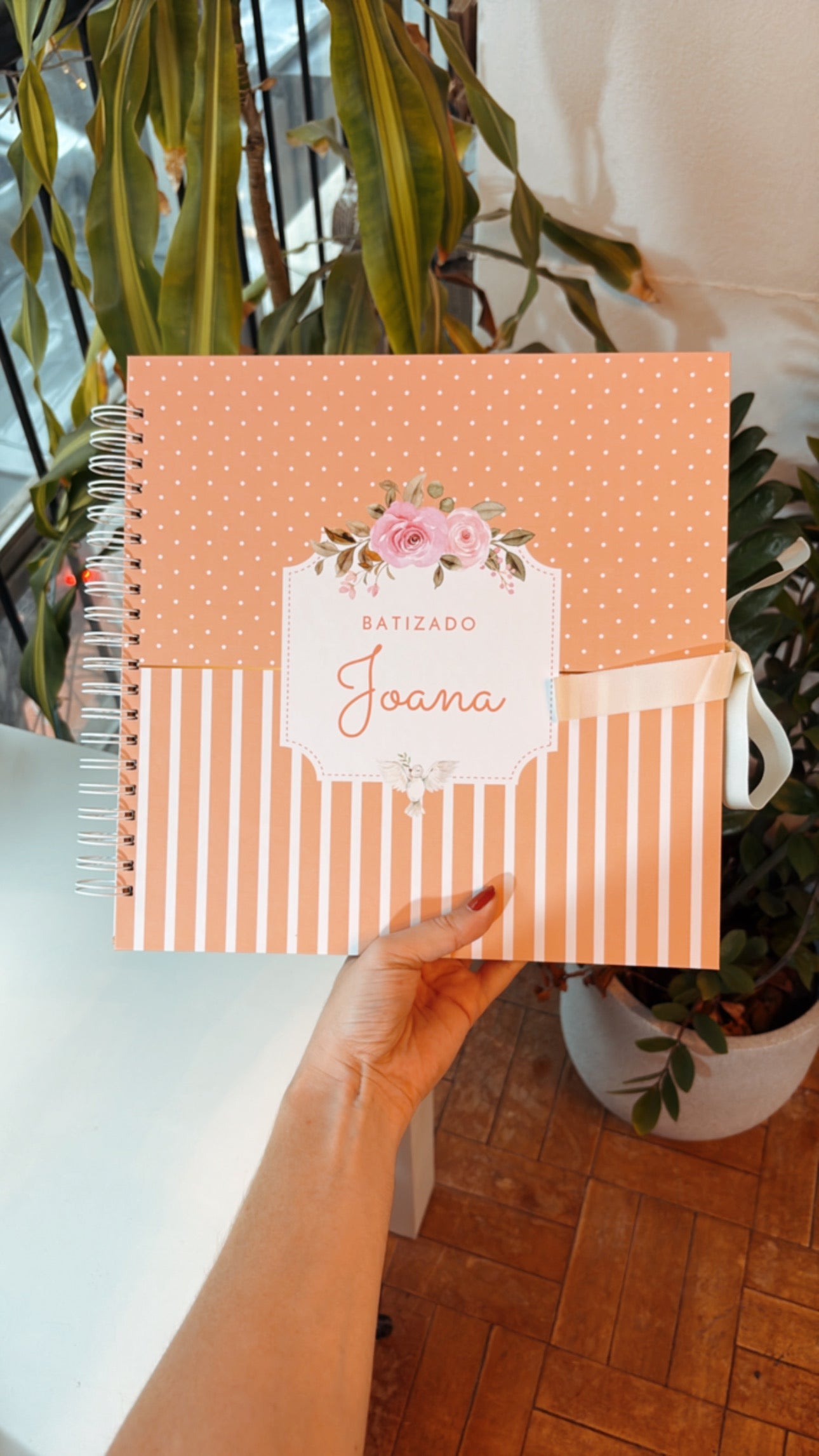 Scrapbook - Álbum de Fotos Batizado Rosa