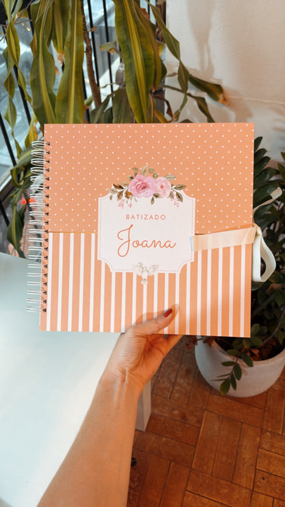 Scrapbook - Álbum de Fotos Batizado Rosa