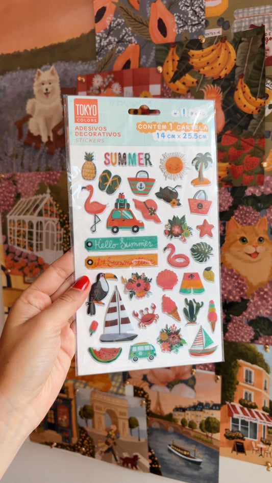 Cartela de Adesivos | Summertime