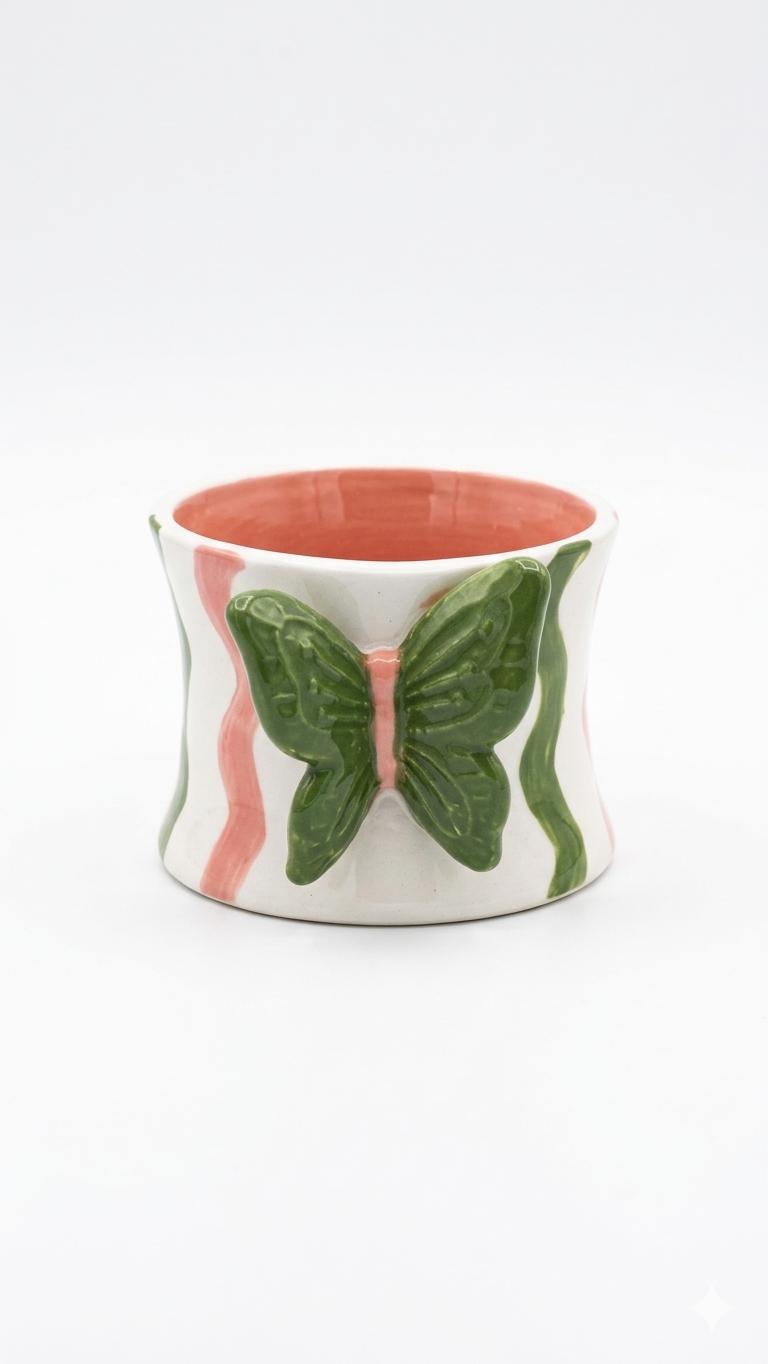 Caneca Borboleta Encantada | Verde + Rosa