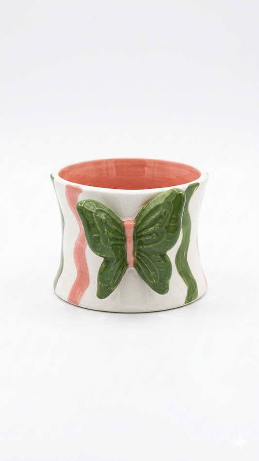 Caneca Borboleta Encantada | Verde + Rosa