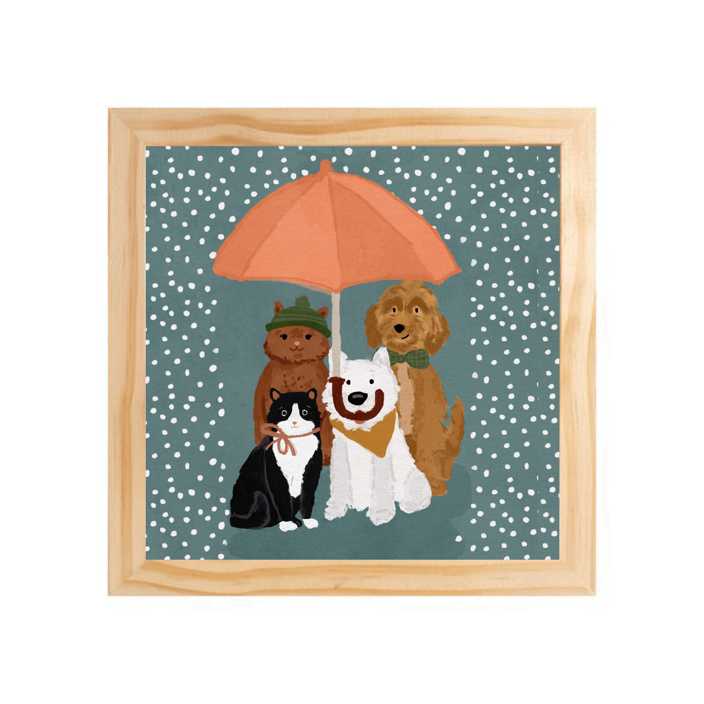 Quadro com moldura Pinus | Pets na Chuva