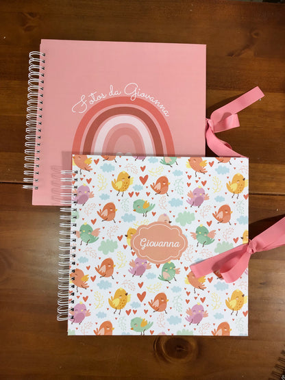 Kit 02 Scrapbooks | Arco-íris Rosa + Passarinhos
