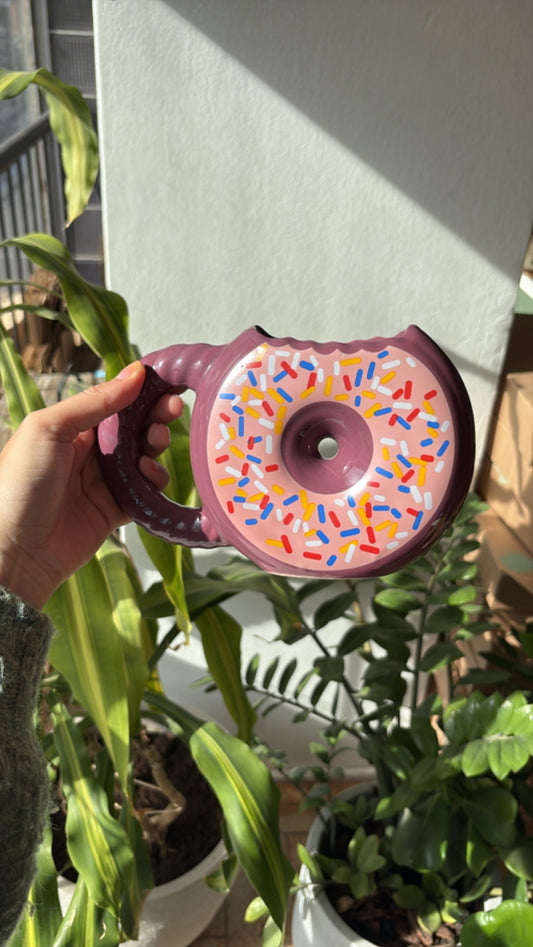 Caneca de Porcelana Donut Roxo Confeitos