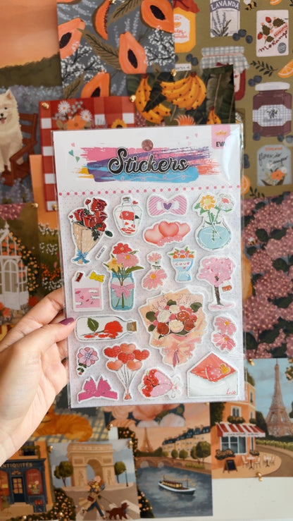 Cartela de Adesivos | Love Flower