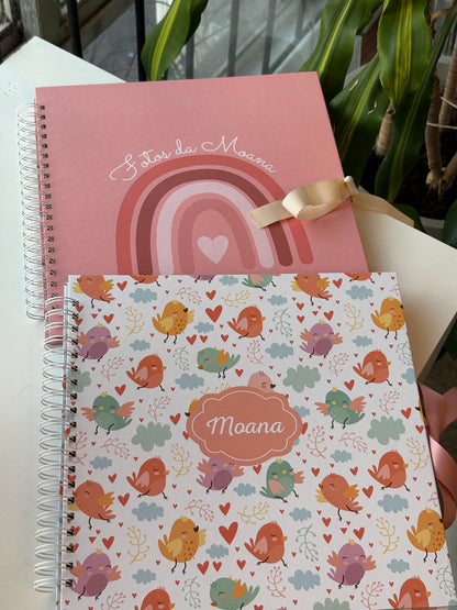 Kit 02 Scrapbooks | Arco-íris Rosa + Passarinhos