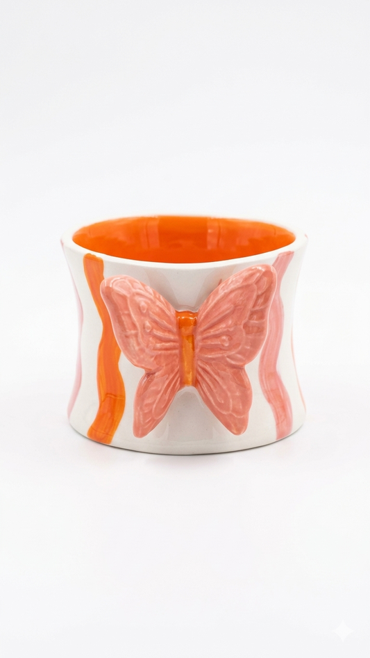 Caneca Borboleta Encantada | Rosa + Laranja