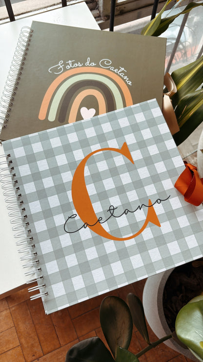 Kit 02 Scrapbooks | Arco-íris Verde + Inicial Xadrez