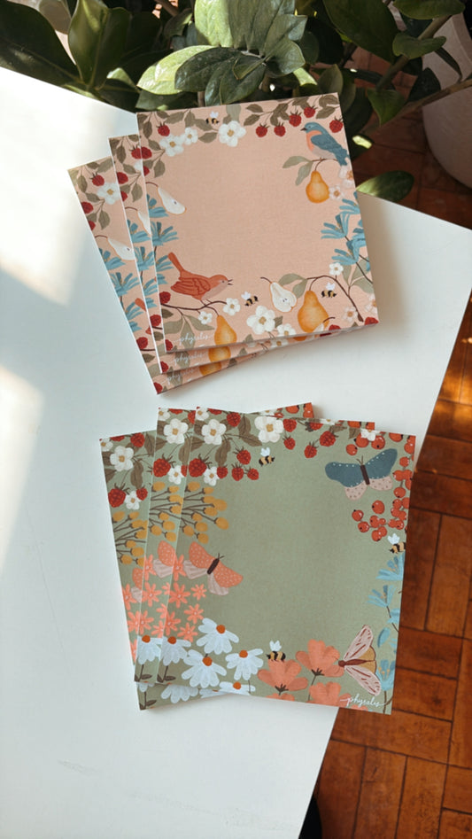 Kit Papéis de Carta | 02 blocos: 1 borboleta + 1 pássaro