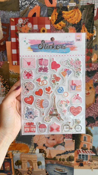 Cartela de Adesivos | Paris Valentines