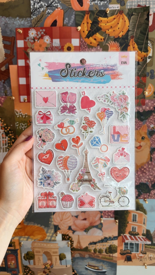 Cartela de Adesivos | Paris Valentines