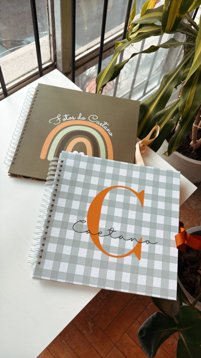 Kit 02 Scrapbooks | Arco-íris Verde + Inicial Xadrez