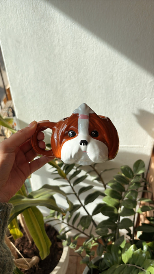 Caneca de Porcelana Shih-tzu - Marrom