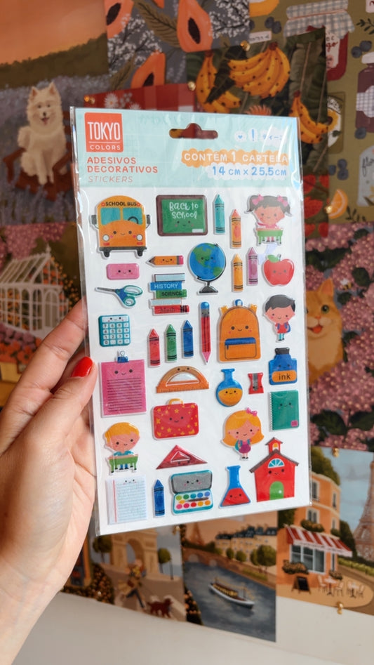Cartela de Adesivos | School