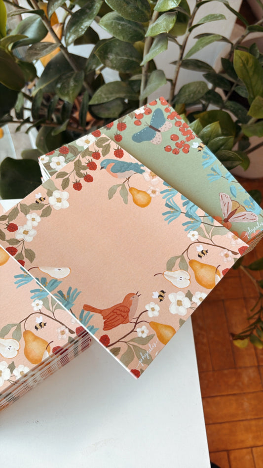 Kit Papéis de Carta | 02 blocos: 1 borboleta + 1 pássaro