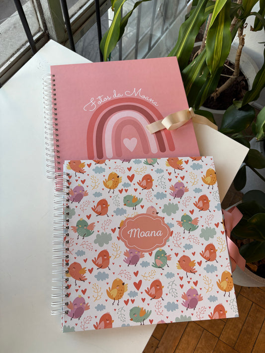 Kit 02 Scrapbooks | Arco-íris Rosa + Passarinhos