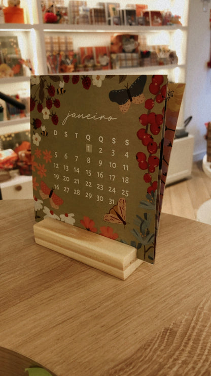 Calendário de Mesa | Base em madeira