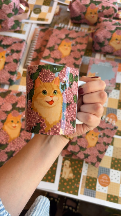 Caneca de Porcelana | Hortênsias e Ronron